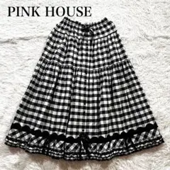美品✨ピンクハウス　2024年　ブロックギンガムチェック　パッチワークスカート