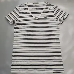 LACOSTE ボーダー Vネック Tシャツ 34のサムネイル