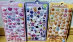 【３枚セット】BONBON DROP 立体シールセット うさぎ　おばけ　くま