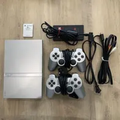 PlayStation 2 シルバー 本体 コントローラー2個付き　その他付属品