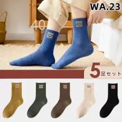 WA23 暖かい 裏起毛 5足組 ソックス新品未使用品レギュラーソック(0GI1