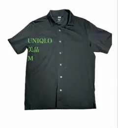 美品 UNIQLO エアリズム 黒 半袖シャツ M ユニクロ 春夏 羽織り