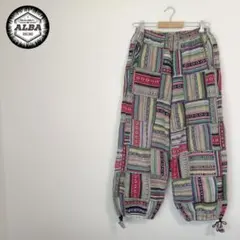 イージーパンツ　エスニック柄　幾何学柄　刺繍　パッチワーク　ネイティブ　アジアン
