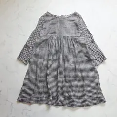 無印良品　ワンピース　チュニック　コットン　ウール　チェック　Ｍ　ギャザー