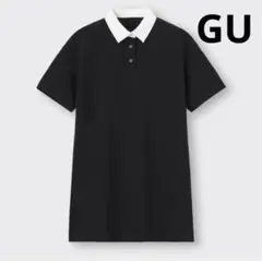 GU バイカラーポロミニワンピース　半袖　黒　Mサイズ