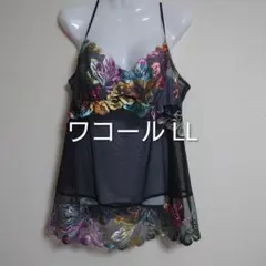 ワコール キャミソール ブラック 花柄刺繍 LLのサムネイル