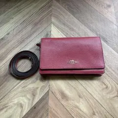 COACH レザー ショルダーバッグ レッド ウォレットバッグ