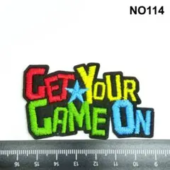 NO114 GET YOUR GAME ONロゴ　アイロン接着　刺繍ワッペン