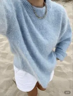 SHEIN ライトブルー　ニット