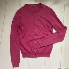 ユニクロ　カーディガン　濃いピンク　S