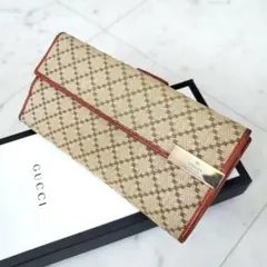 美品 グッチ 長財布 キャンバス ディアマンテ 希少 ベージュ GUCCI レア