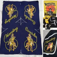 馬ビンテージ50sハギレ布ウエスタン生地リメイクポケットバンダナ紺色カスタム