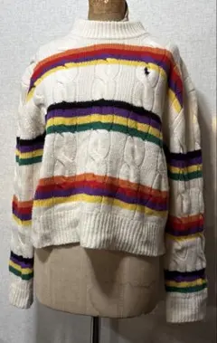 POLO RALPH LAUREN ボーダーカシミヤ混ニット　S 美品