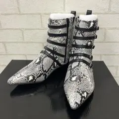 신품 YOSUKE 요스케 파이썬 무늬 5연 벨트 부츠 M 23~23.5cm