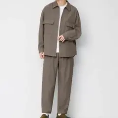 GU CPOシャツ　セットアップ　ダークブラウン　S バルーンパンツ　カーキ
