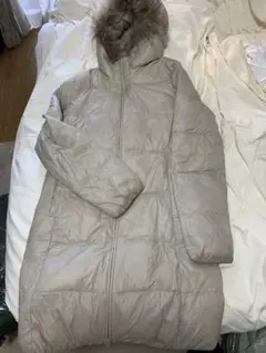 グレージュ ダウンジャケット Lサイズ ファー付き