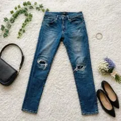 アズールバイマウジー ꕤ ダメージデニム スキニーパンツ ストレッチ クラッシュ