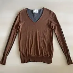 BEIGE，ベイジ　バイカラー Vネックセーター ニット 長袖のサムネイル