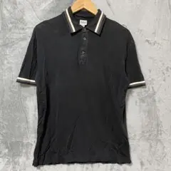 【L1425】 ARMANI COLLEZIONI ストレッチポロシャツ M 黒のサムネイル