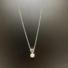【値下げ】シルバー ハート型パールネックレス