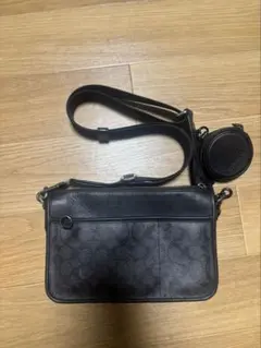 COACH ブラック ショルダーバッグ ミニポーチ付き
