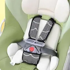 【2点セット】チャイルドシート ベルトカバー 股ベルトカバー ストライプブラック