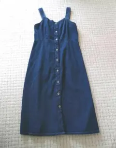 デニムフロントボタンジャンパードレス