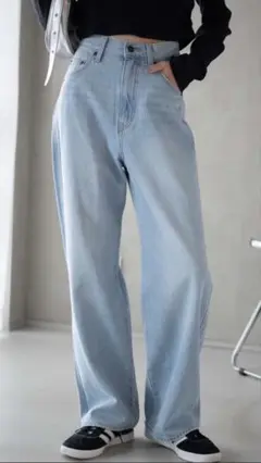 WEGO ストレートデニムパンツ ライトブルー