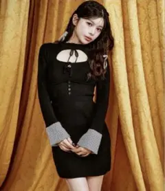 Darich フロントオープンニットミニワンピース