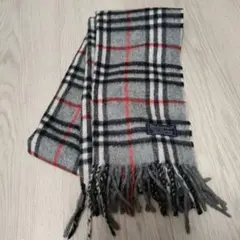 バーバリーズ ノバチェック カシミヤ100% マフラー 英国製 濃紺 良品
