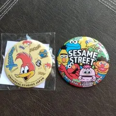 USJ ウッディウッドペッカー & セサミストリート 缶バッジ 限定品