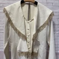 ヴィンテージ　フリンジセーラーブラウスボウタイ　お洒落　古着好き　個性的