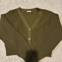 GU クロップドカーディガン M オリーブ 長袖