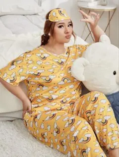 未開封新品　大きいサイズ 3XL パジャマ セットアップ ルームウェア 半袖 虹