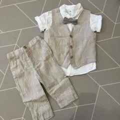 H&M 12-18M セレモニー4点セット リネン混 ベージュ 1回着用