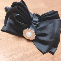 ヘアアクセサリー♡リボンパール付き 可愛い♡ブラック