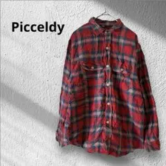 ユーロ古着✨Picceldy チェック フネルシャツ 赤×紺 良配色 コットン