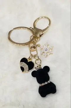 ◆王冠クマちゃん キラキラチャーム付き キーホルダー◆
