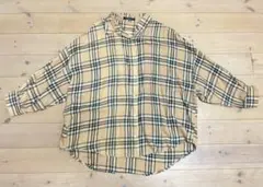 チェック柄 シャツ バックロゴ ベージュ L