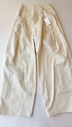 【lumier】クリーム色 ワイドパンツ コットン混紡