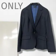 n【オンリー】テーラードジャケット/美品 絹混 上質 ビジネス ストライプ柄