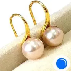 ピアス　レディース　ゴールド　パール　ステンレス　紫　フレンチガーリー　本真珠