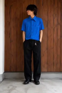 70s JCPenney 半袖シャツ USA製 青 M相当のサムネイル
