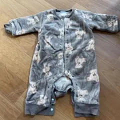 くま柄もこもこロンパース