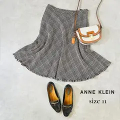 ANNE KLEIN 日本製 チェック柄スカート 11号 M〜L 上品ツイード✨