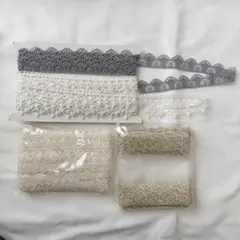 お得❗️ 4個　ケミカルレース　リボン　レース　チュール　まとめ売り