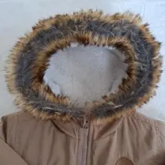 ベージュ ファー付き 中綿 ボア フード ジャケット