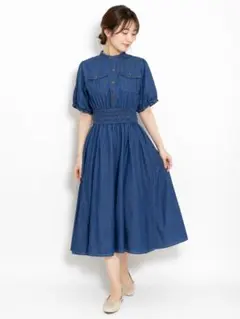 【axes femme】半袖 デニム ワンピース コルセット付き　フリーサイズのサムネイル