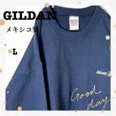 90s古着GILDANギルダンメキシコ製ワンポイント刺繍Aliantゆるダボ紺L