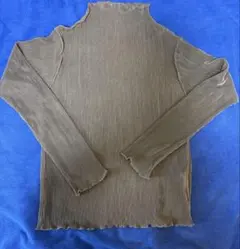 2wayメロープリーツハイネックトップス　モカブラウン S